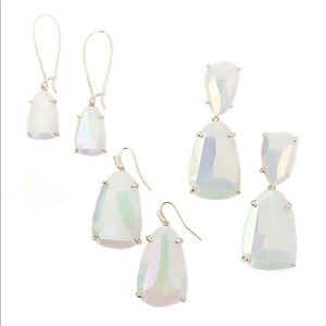 Kendra Scott White Iridescent Drop Earrings
